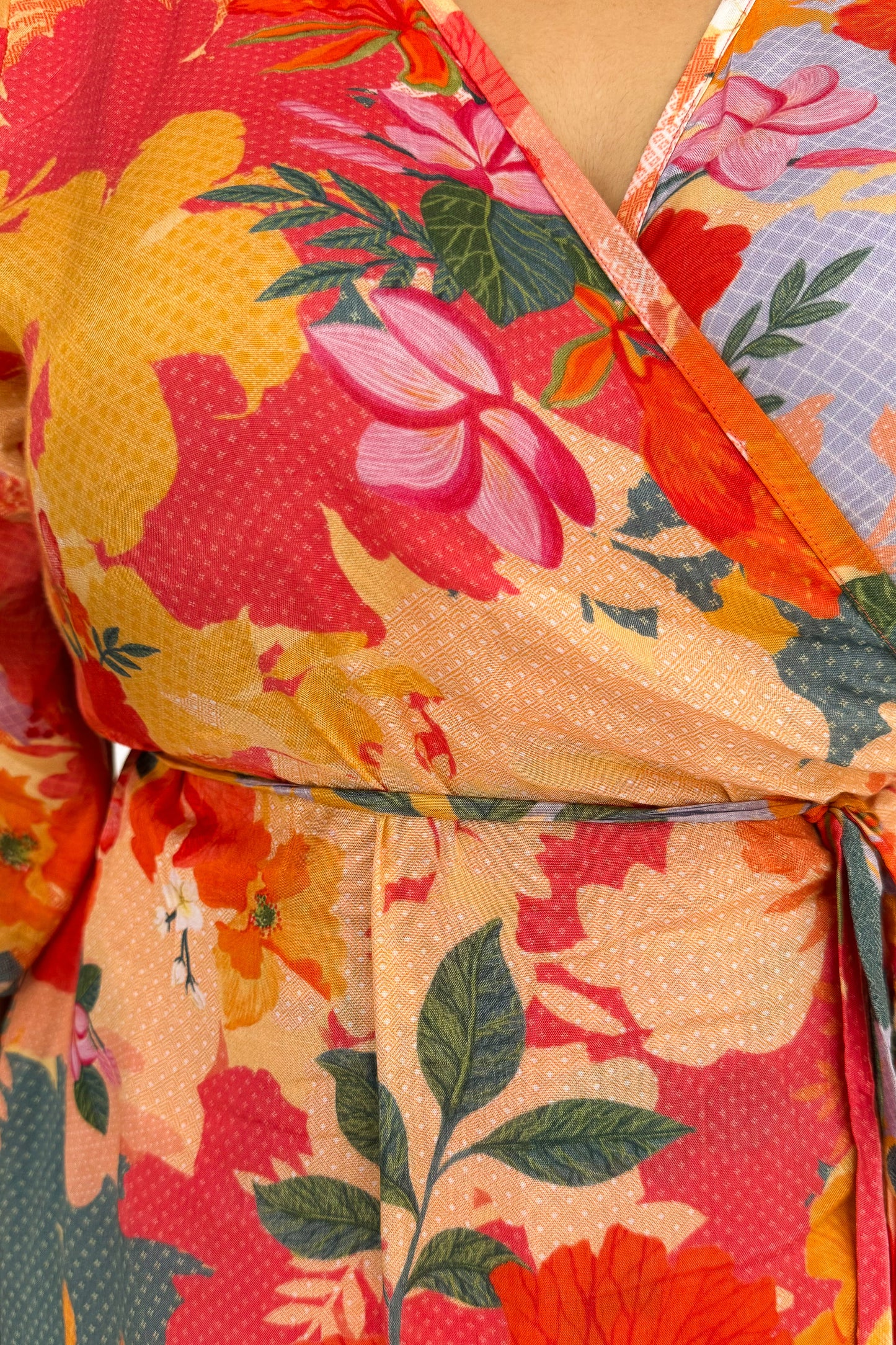 INDIAN FLOWER WRAP DRESS