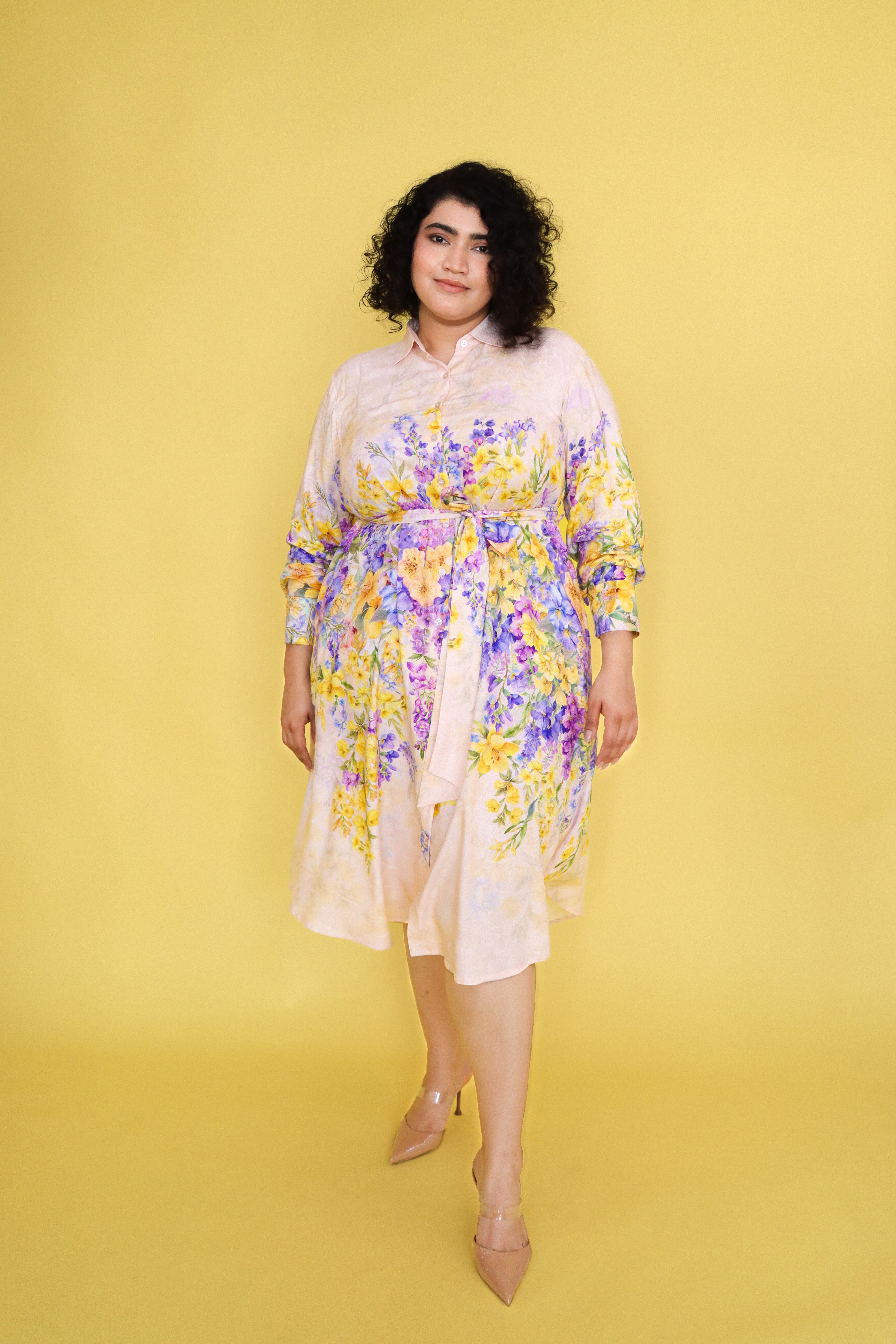 YELLOW LILAC SHIRT DRESS