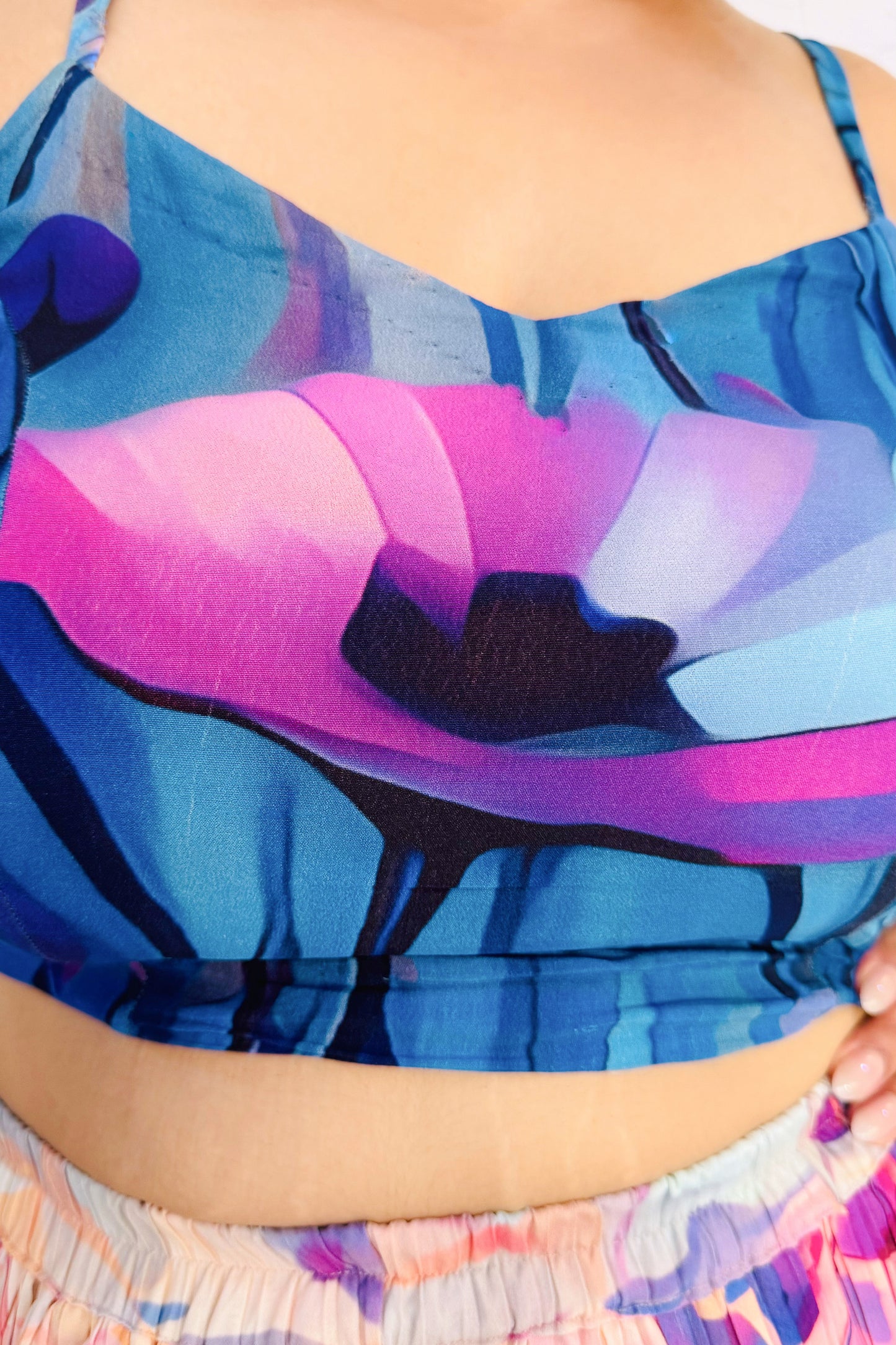 BLUE POPPY PLEATED SKIRT AND JACKET