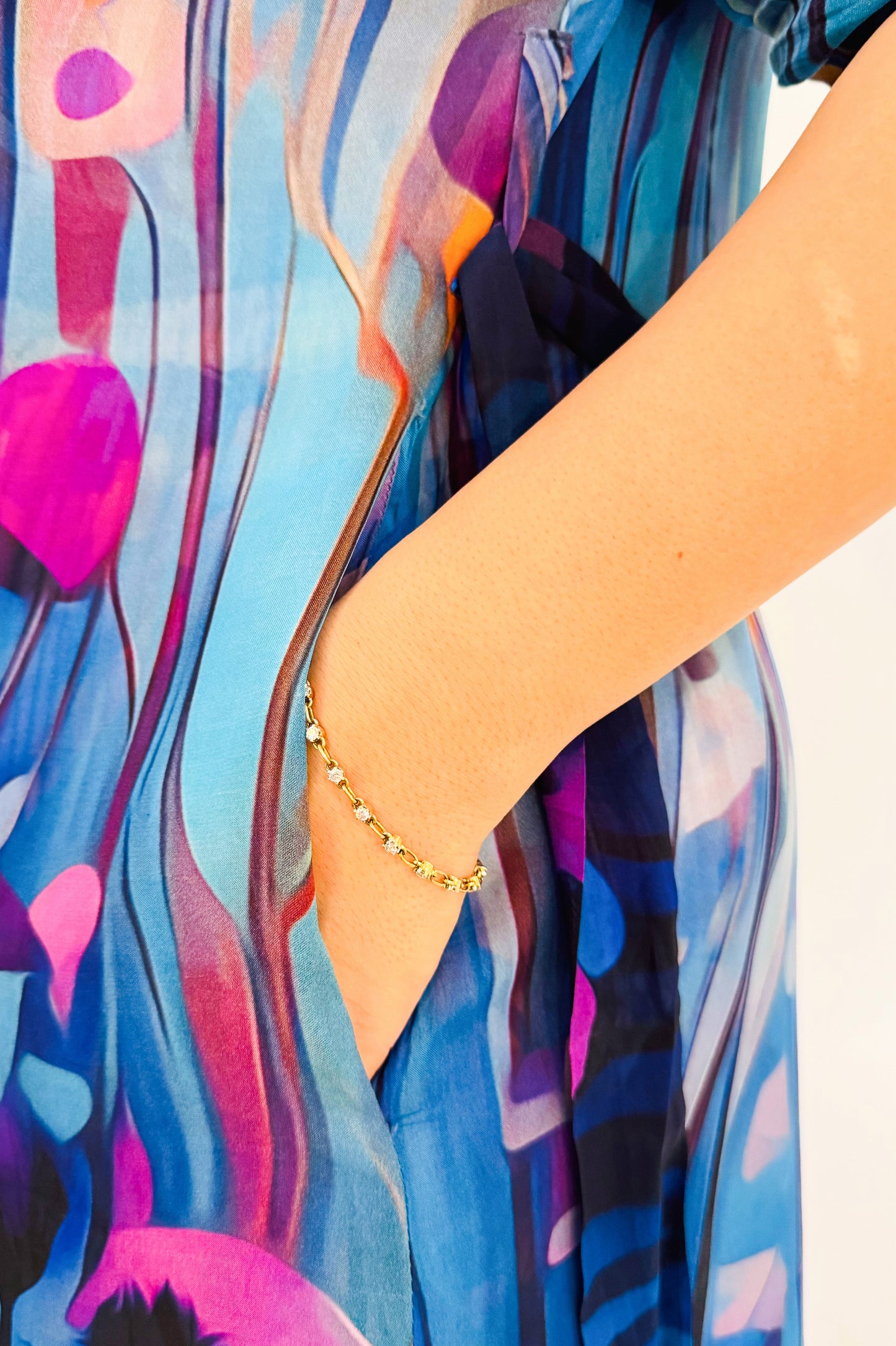 BLUE POPPY PLEATED SKIRT AND JACKET