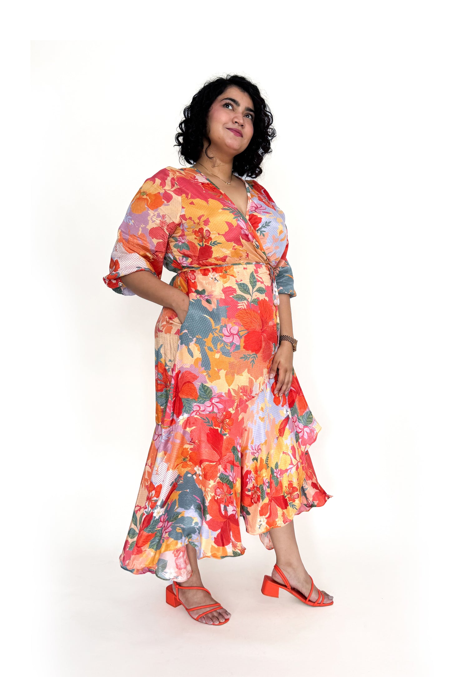 INDIAN FLOWER WRAP DRESS