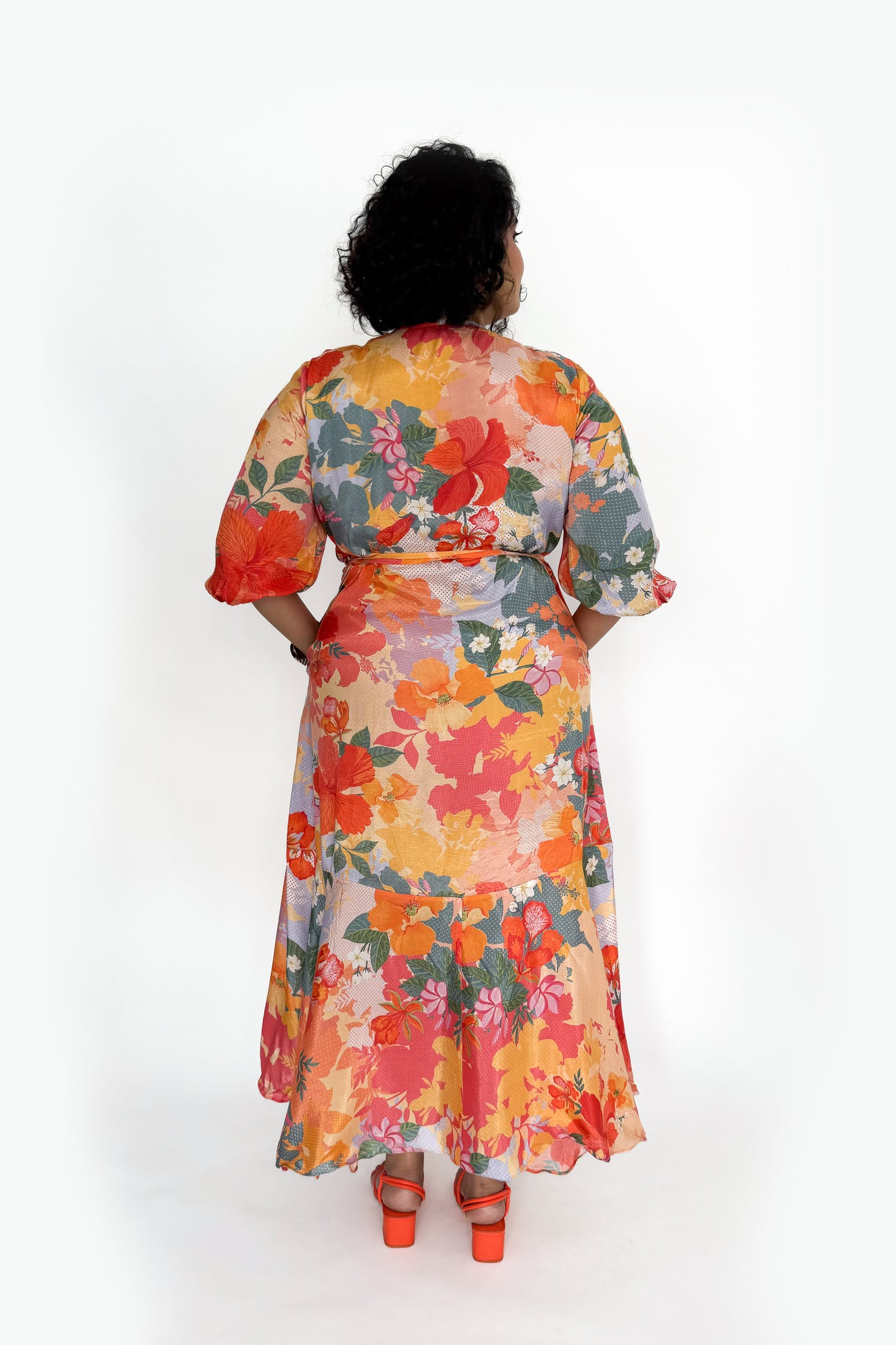 INDIAN FLOWER WRAP DRESS