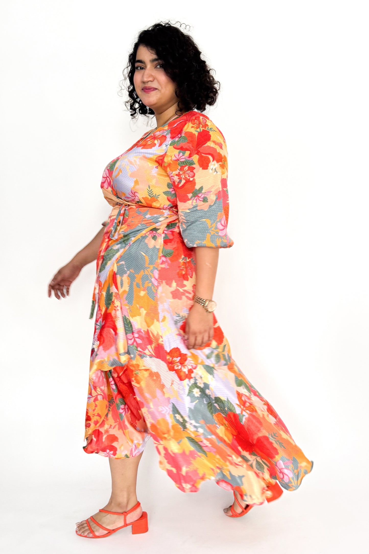 INDIAN FLOWER WRAP DRESS