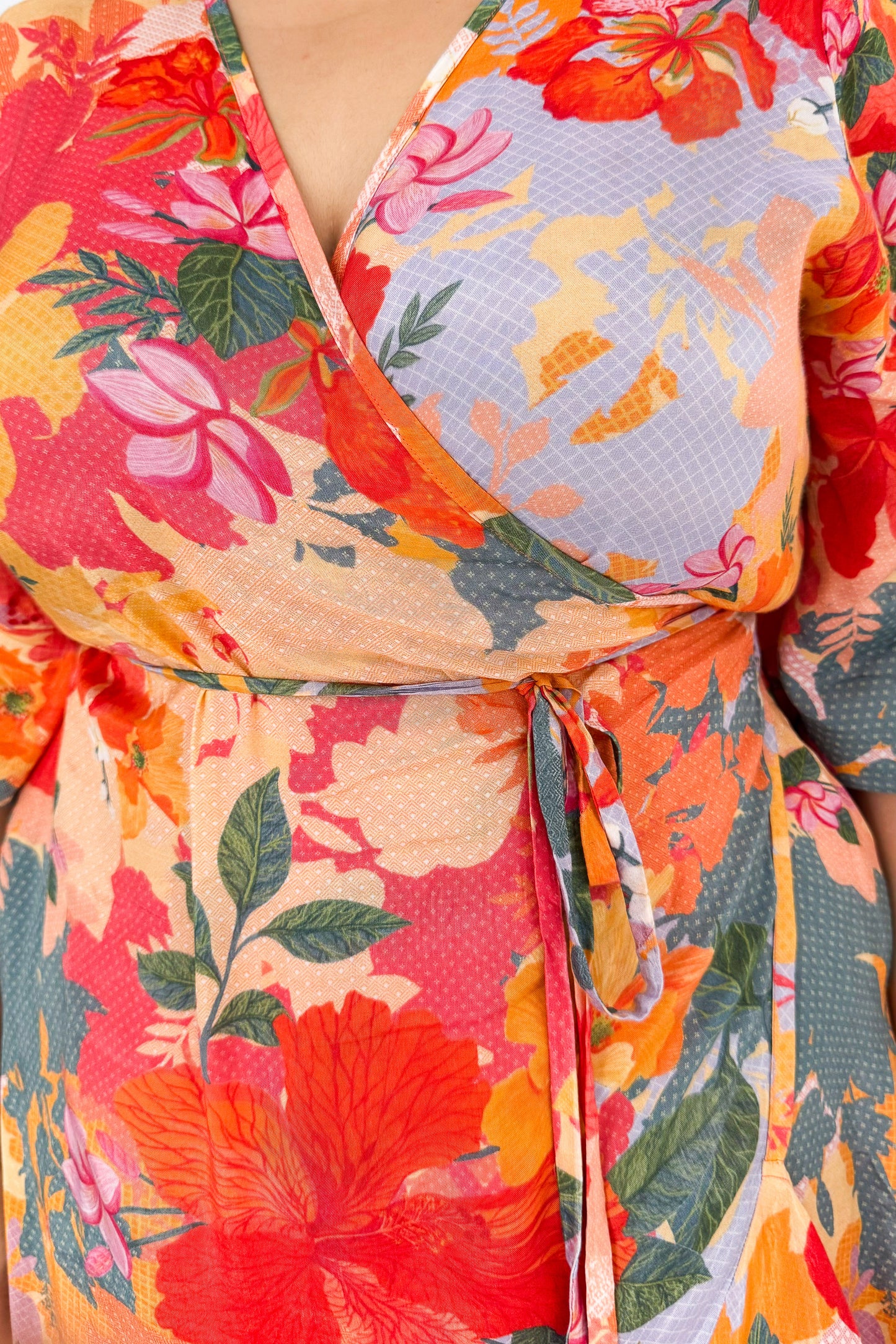 INDIAN FLOWER WRAP DRESS