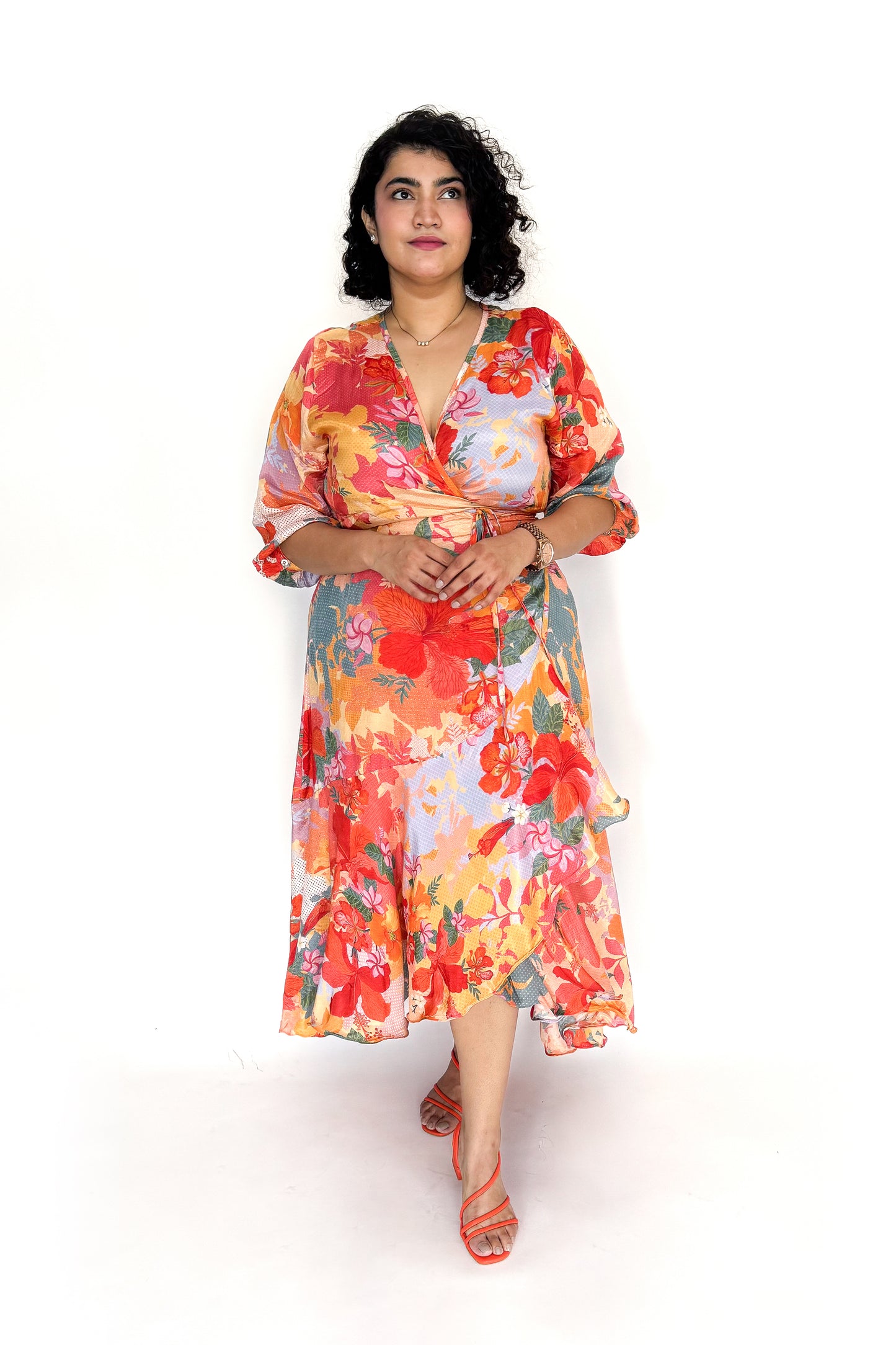 INDIAN FLOWER WRAP DRESS