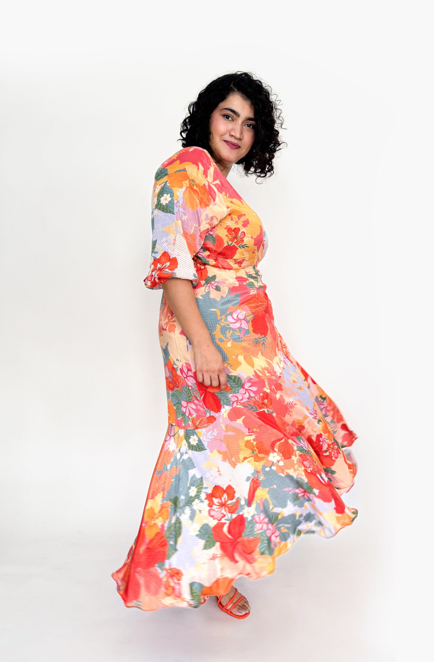 INDIAN FLOWER WRAP DRESS