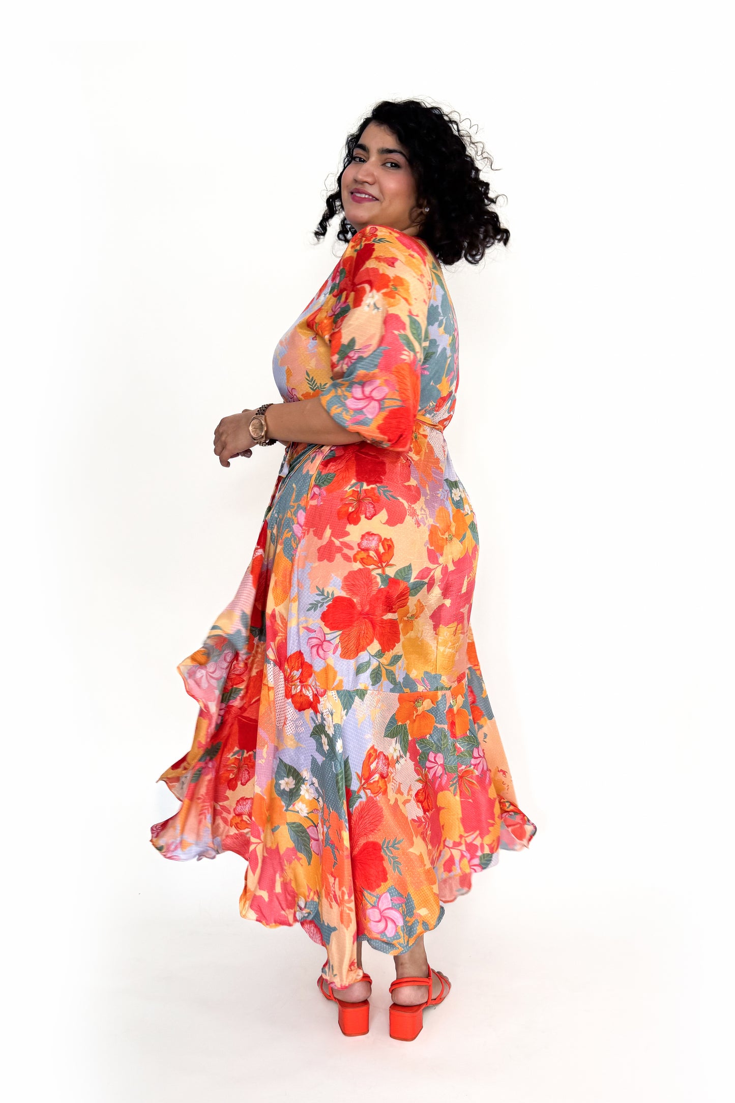 INDIAN FLOWER WRAP DRESS