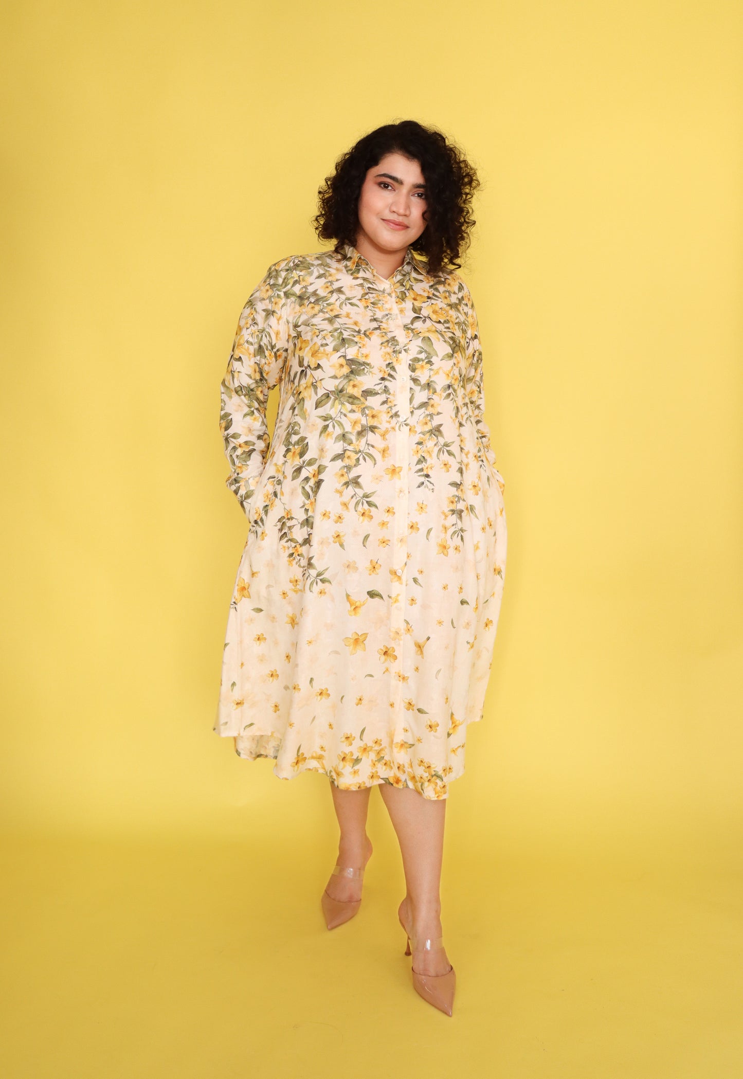 YELLOW JASMINE SHIRT DRESS