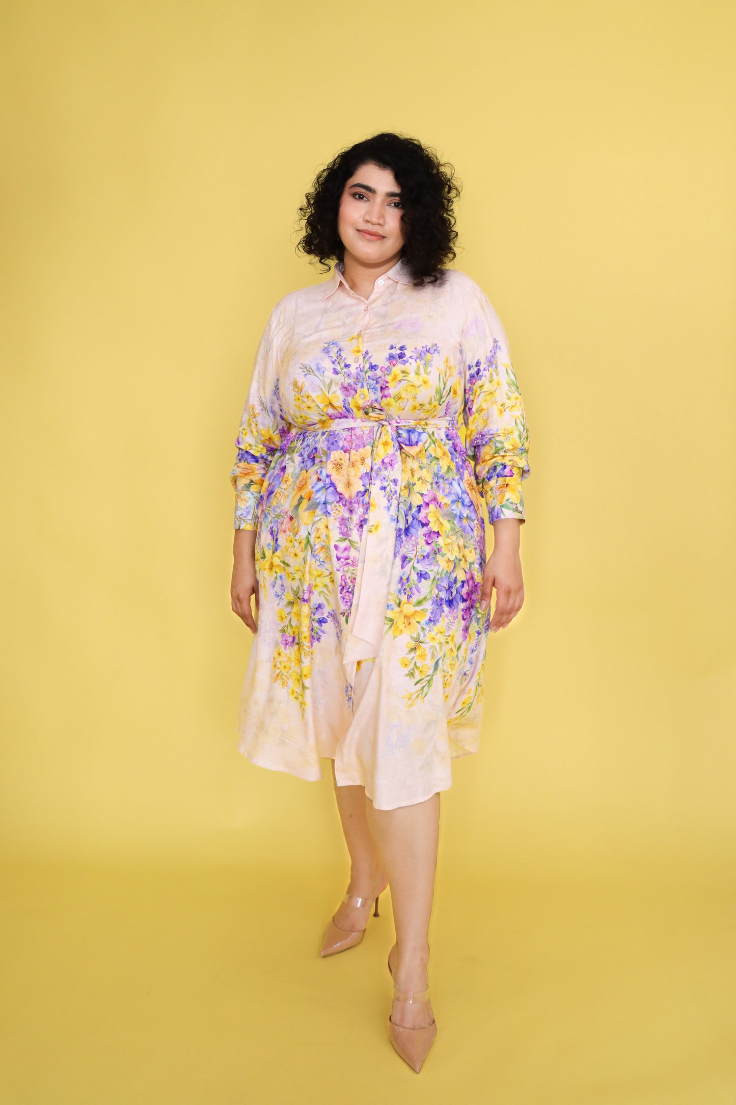YELLOW LILAC SHIRT DRESS