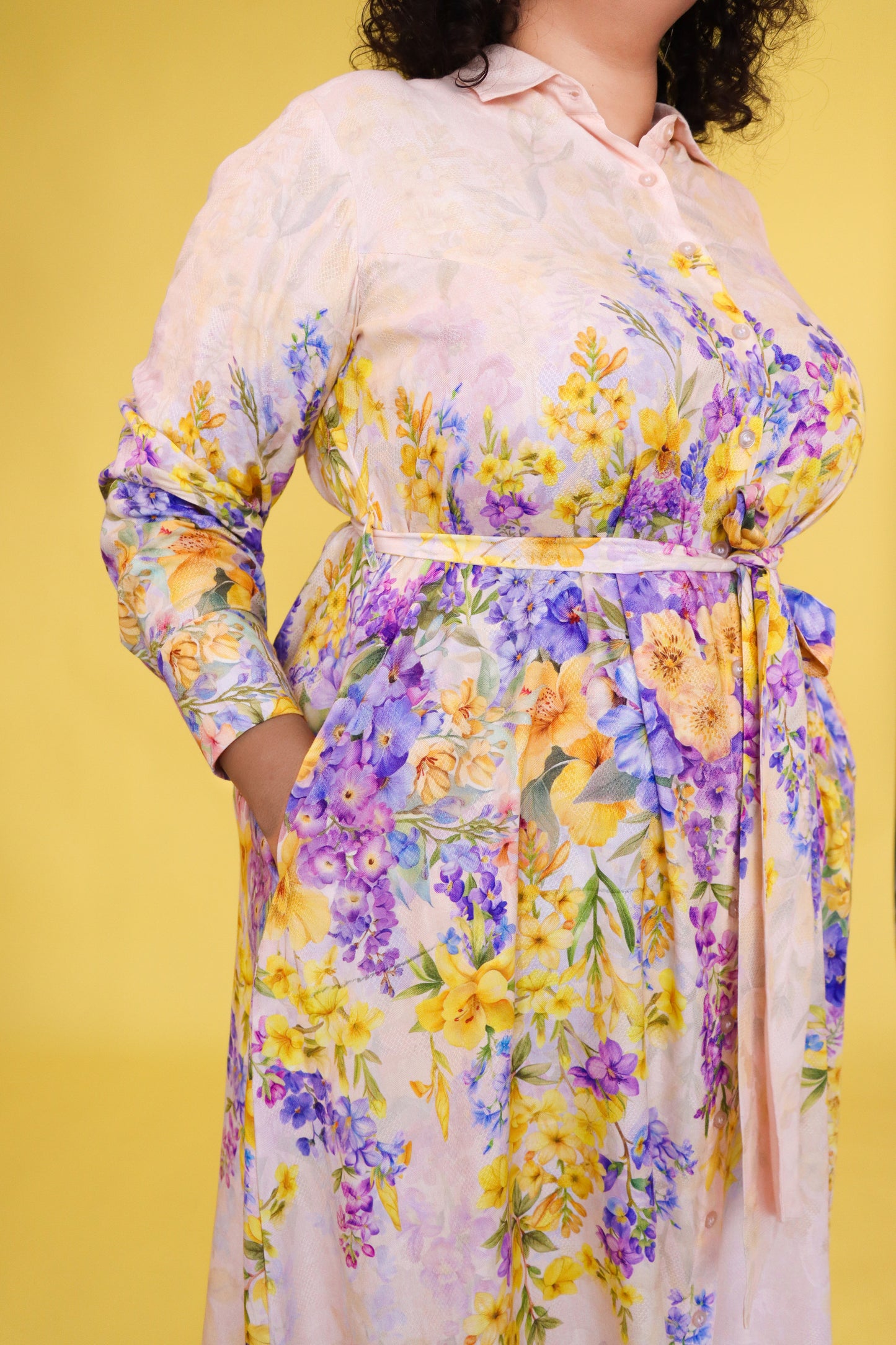 YELLOW LILAC SHIRT DRESS