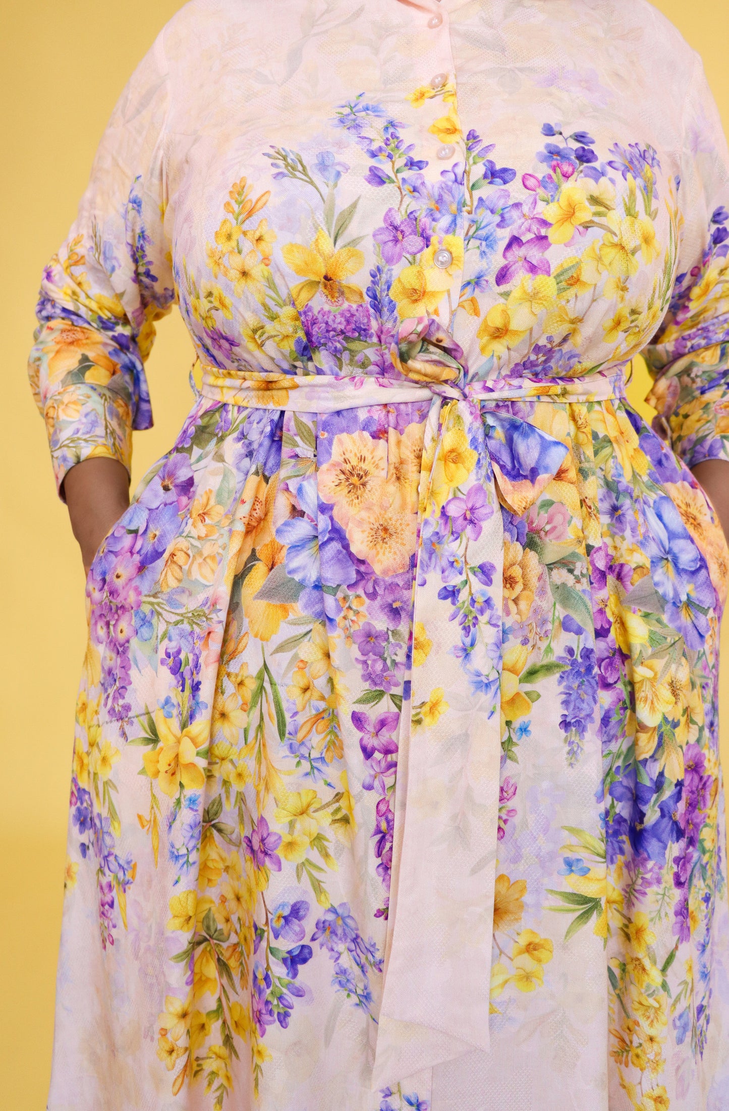YELLOW LILAC SHIRT DRESS