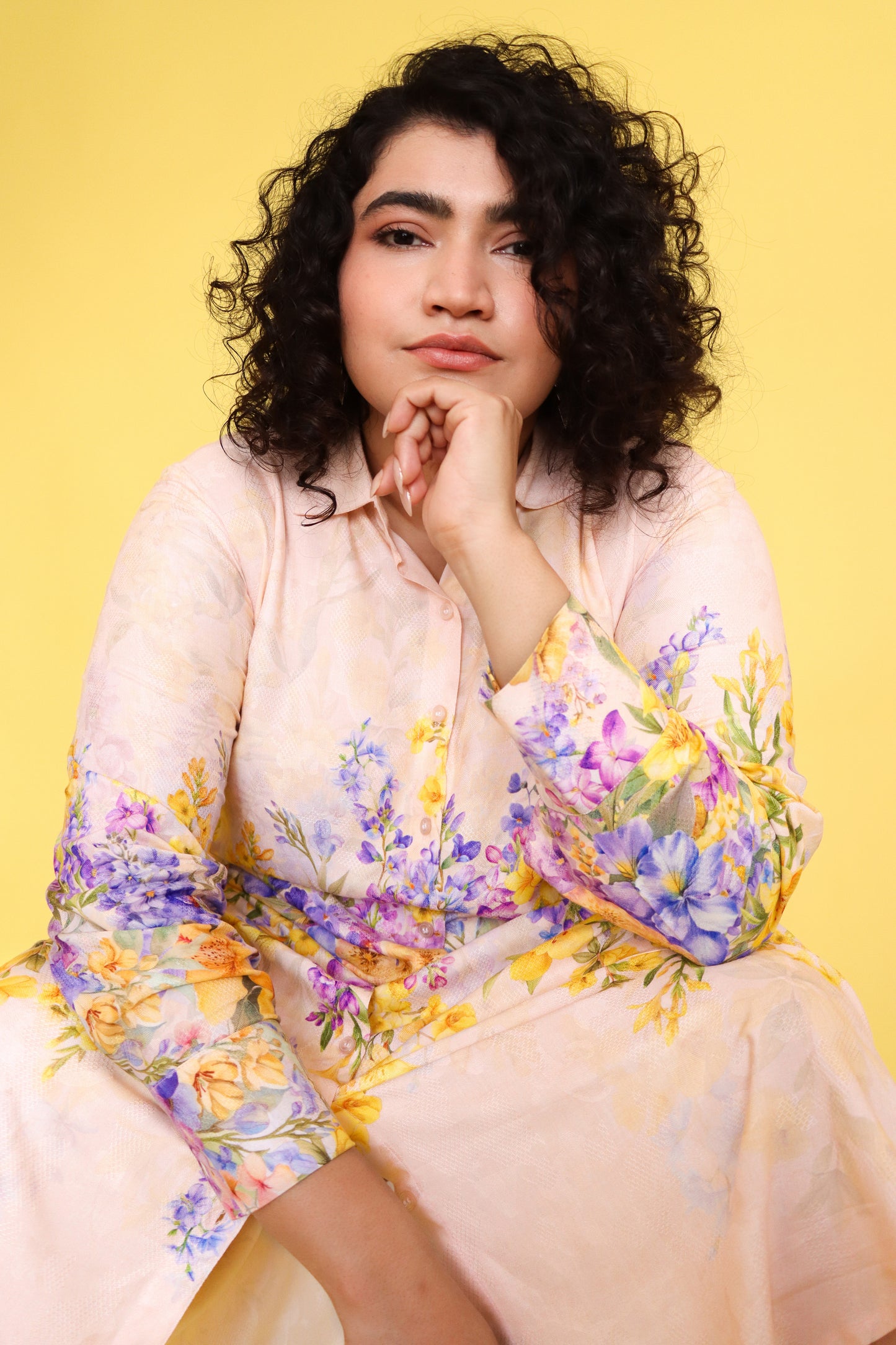 YELLOW LILAC SHIRT DRESS